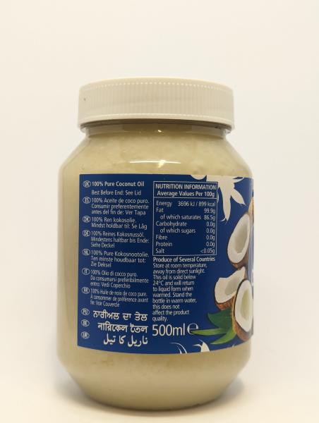 KTC 100% Reines Kokosnussöl 500ml. Nettogewicht